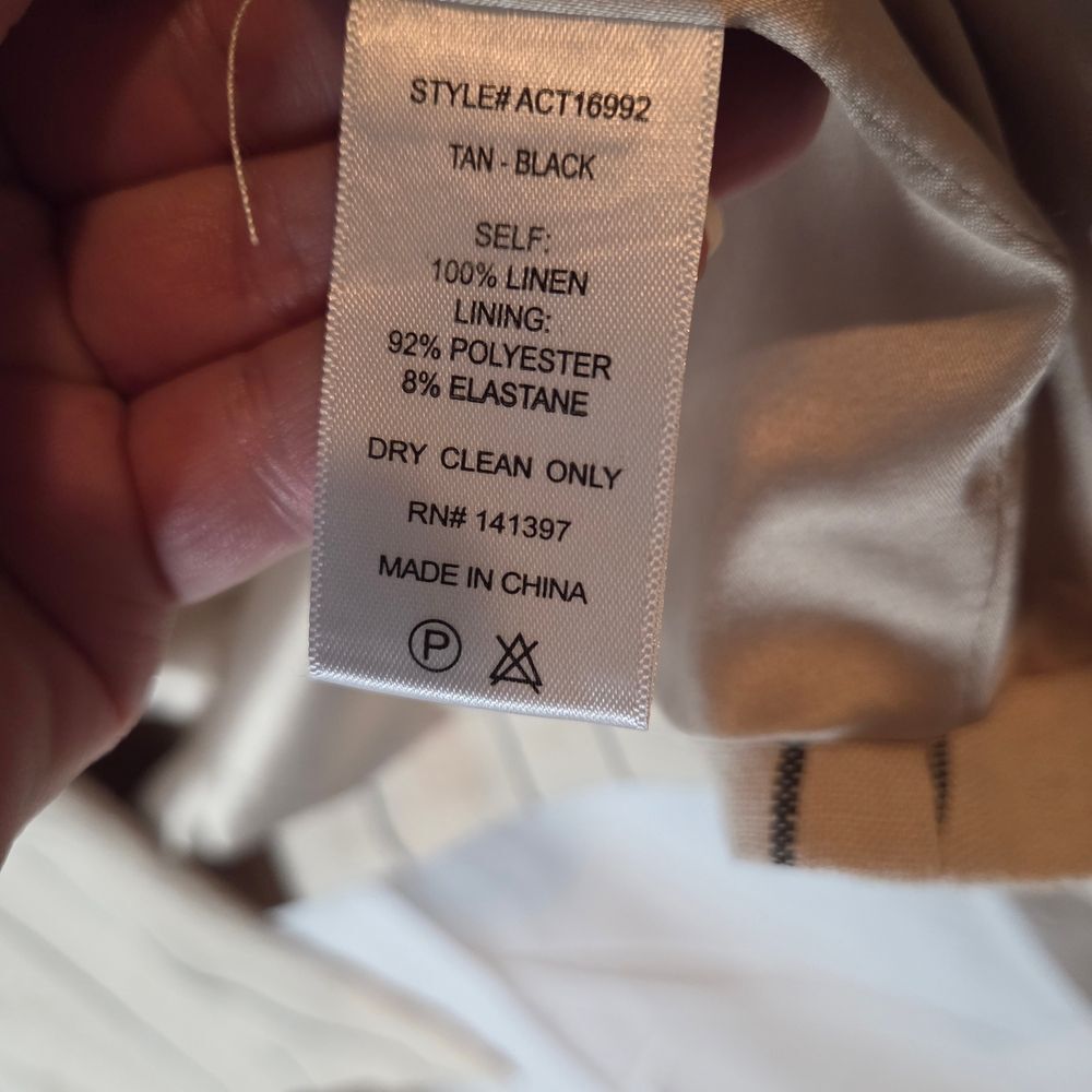 ASTR Linen Blend Cropped Blazer Womens Medium Beige Striped Lightweight Jacket - Picture 8 of 9